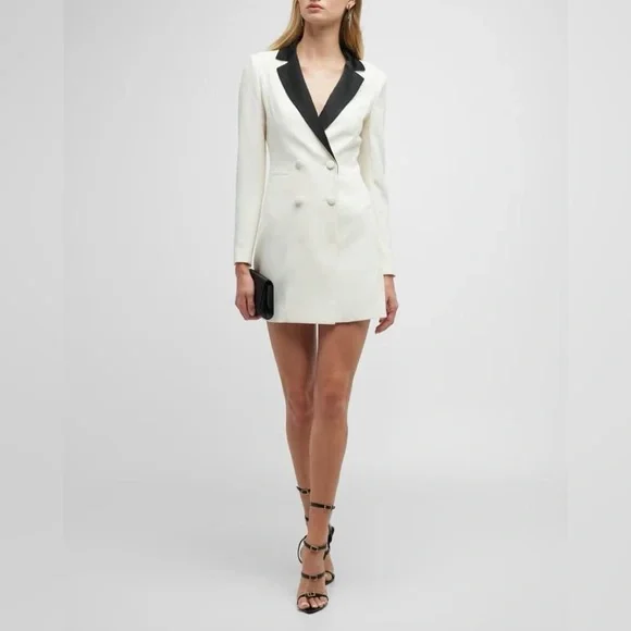 NWT $550 Alice + Olivia Kryie Tuxedo Blazer Dress - Picture 6 of 14